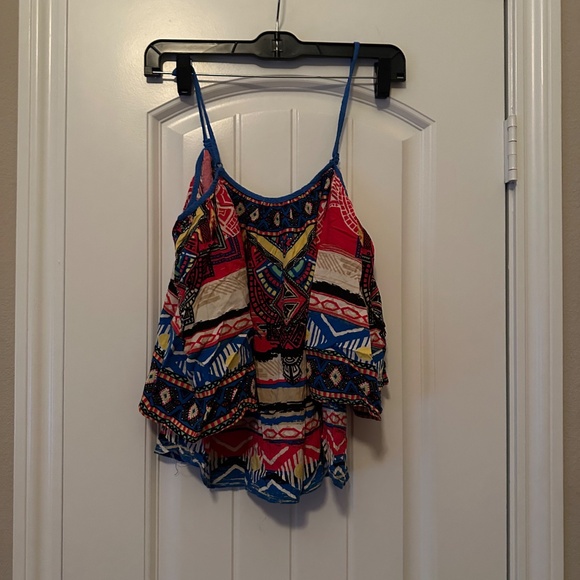 Flying Tomato Multicolor Boho Spaghetti Strap Top Size S - Picture 2 of 3